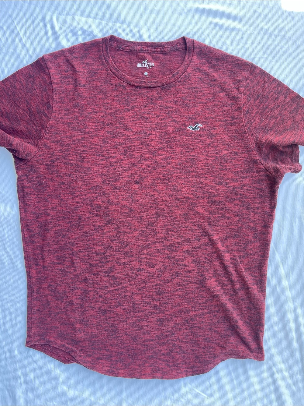 Hollister Men Maroon Heather Short Sleeve Crew Neck T-Shirt Red Size L - Picture 2 of 5